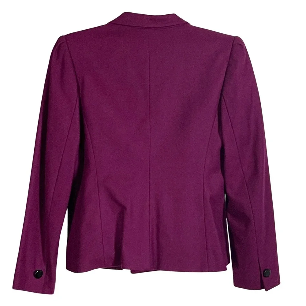 VTG Sasson Wool Blazer Sz 10 Magenta Cropped Double Breasted 80s Paris NY - Picture 12 of 16